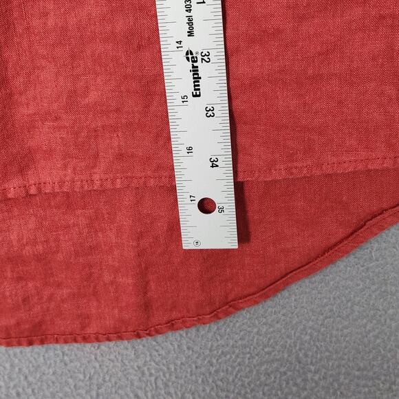 Sigrid Olsen Dress Womens Small Coral Linen Sleeveless High Neck Shift Keyhole - Picture 5 of 10